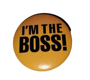 Vintage New Old Stock Retro I'm The Boss ! Vest Trucker Hat Badge Button 1.5" - Picture 1 of 4