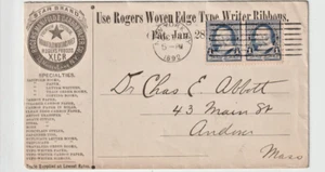 1892 #219 Paar New York ROGERS GEWEBTE KANTE SCHREIBER BÄNDER Illust advt (h166) - Bild 1 von 2