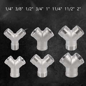 Stainless Steel Bsp 1/4"- 2" Female/Male Thread "Y" 3-Way Pipe Fitting Connector - Picture 1 of 22