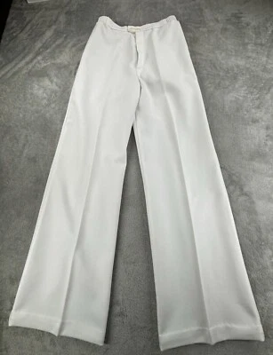 Винтажный Nikki брюки белый полиэстер трикотажа эластичный пояс широкие ноги размер 9/10 - Изображение 1 из 4