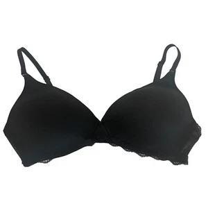 VICTORIA'S SECRET IPEX BLACK NO WIRE LACE TRIM BRA 36C - Picture 1 of 11