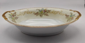 Vintage Meito Hand Painted Oval Serving Bowl Gold Rim Handles Floral Pattern - Picture 1 of 12