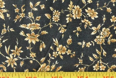 Por 1/2 Yd, Marrón Calicó sobre Negro Cuadros Edredón Algodón, Benartex, Inglaterra, B1524 Foto 1 de 4