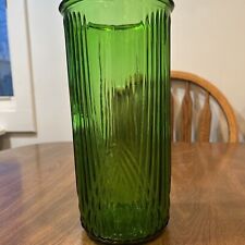 Vintage Hoosier Glass Large 9 ¾” Forest Green Flower Bouquet Vase #4080-A