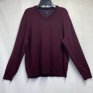 CLUB ROOM Merino Wool V-Neck Casual Pullover Knit Sweater Men Large Burgundy - Bild 1 von 13