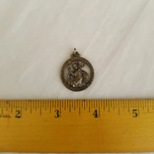 Vintage Sterling Silver St Saint Christopher Go Your Way In Safety Medal Charm - Picture 1 of 6