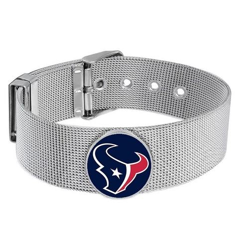 Houston Texans Mens Womens Silver Adjustable Bracelet w Gift Pkg D6 Cover