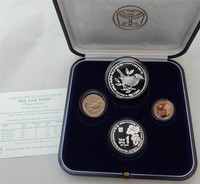 ISRAEL 1996 HOLY LAND WILDLIFE FIG TREE & NIGHTINGALE 2 GOLD & 2 SILVER COINS