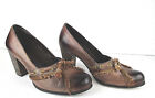 Andiamo Phoenix Tassled Brown Shaded Textured Leather Heel Shoes Women's Size 8M