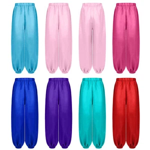 Kids Girls Sweatpants Arabian Trousers Princess Pants Elastic Waistband Show - Picture 1 of 93