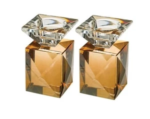 Elegant Crystal Candlesticks Candle Holders Set 4" Tall (Gold) - Picture 1 of 2