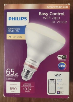 New Philips LED Bulb Soft White Br30 Dimmable Smart Wifi Connected Wireless - Image 1 of 4