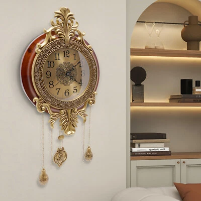 Vintage Wall Clock Battery Quartz Operated Silent Clock with Swinging Pendulum - Image 1 of 4