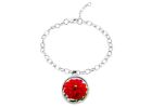 Dahlia Red Ref1z1 Dome On A Silver Anklet / Bracelet Jewellery Gift
