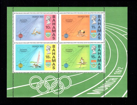 Bahamas Scott 338a Munich Olympics 1972 Souvenir Sheet Mint NH Cover