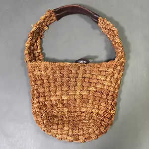 Majo Handtasche Damen braun gehäkelt gefüttert handgewebt gewebt Schultergurt Reißverschluss - Bild 1 von 10
