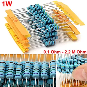 Resistencias de película metálica de 1W ±1% 0,1 ohm 0,1Ω a 2,2M ohm 2MΩ 55 valores 50 piezas - Imagen 1 de 12