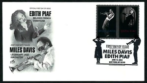 USA, SCOTT # 4692-4693, ARTCRAFT FDC COVER - MILES DAVIS and EDITH PIAF 2012 - Picture 1 of 1