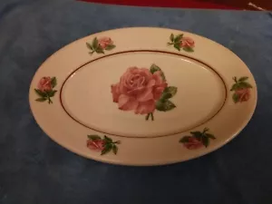 VINTAGE SYRACUSE CHINA MONTROSE ROSE OVAL PLATTER PLATE GREAT NORTHERN RY - Picture 1 of 4