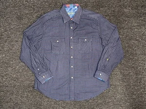 Robert Graham Men's 2XL 100% Cotton Button-Down Shirt Blue Checkered - Picture 1 of 6