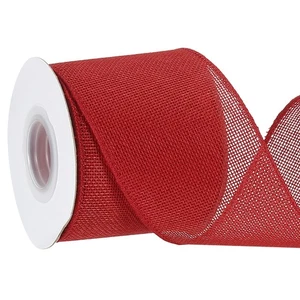 3 Zoll x 10 Yard Sackleinen Drahtband, Jute Rand Bänder mit Eisendraht Rot - Bild 1 von 6