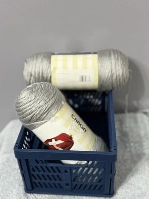 Caron Simply Soft Acrylic Yarn, 3 Skeins, Color Feathered Gray, New - Image 1 of 4