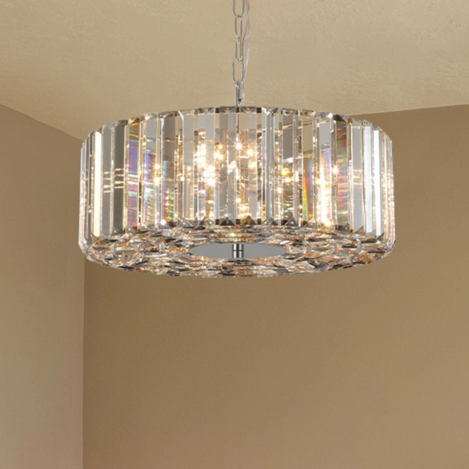 Lámpara colgante de techo redonda de cristal de lujo ámbar de 17" accesorios modernos Foto 1 de 4