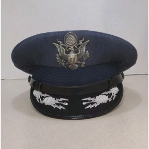 Vintage Bancroft Militär USAF Kappe Mütze Kleid Schirmmütze blau Größe 7 Wolken & Dart - Bild 1 von 9