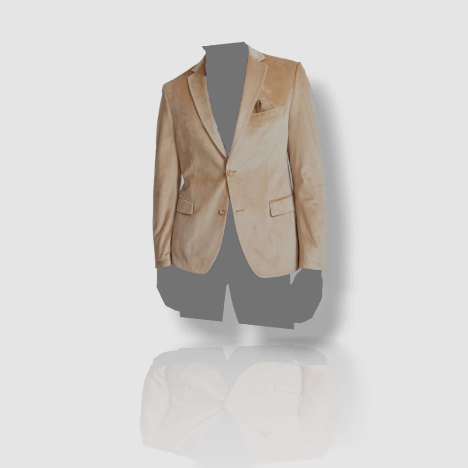 Chaqueta Abrigo Deportivo Alfani Hombre Beige Ajustado Terciopelo Sólido Talla 46L Foto 1 de 1