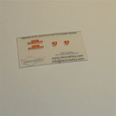 Matchbox Lesney 57 c2 Land Rover Kent Fire Brigade Sticker Set - Image 1 of 3
