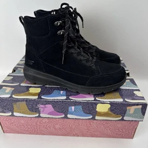 Skechers GoWalk Glacial Ultra Serene Dream Black Boots Lace up Size 8.5 - Picture 1 of 9