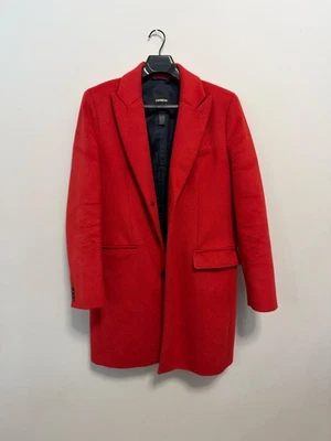 Abrigo resistente al agua mezcla lana roja talla mediana de Express Foto 1 de 4