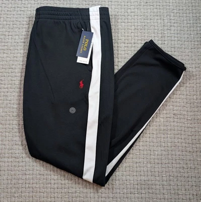Ralph Lauren Polo Mens Interlock Track Pants W/Red Pony XXL Black White Stripe - Image 1 of 4