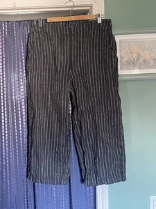 Pantalones Eileen Fisher Lino Orgánico Medio Gris Azul Linterna Recortado Relajado Ancho - Imagen 1 de 7