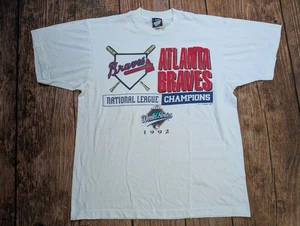 Vintage Atlanta Braves 1992 National League Champions Shirt L White USA - Picture 1 of 10