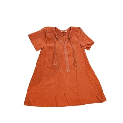 Vestido túnica bordado manga aleteada naranja marca Lucky mujer pequeño Foto 1 de 4