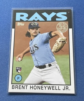2021 Topps Update 1986 Topps #86B-50 Brent Honeywell Jr. RC Tampa Bay Rays - Image 1 of 2