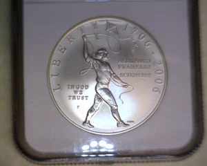 2006-P  BEN FRANKLIN SCIENTIST   SILVER DOLLAR  COMMEMORATIVE  GRADED BY NGC - Picture 1 of 3
