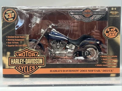 1/10 Ertl American Muscle 2003 Harley Davidson Softail Deuce Blue 36941 READ  ; - Image 1 of 4