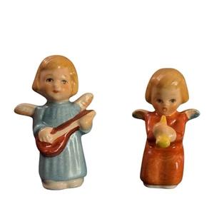 Vintage Goebel Sacrart Engel Figuren halten Musikinstrumente 2,5" 2er Set - Bild 1 von 17