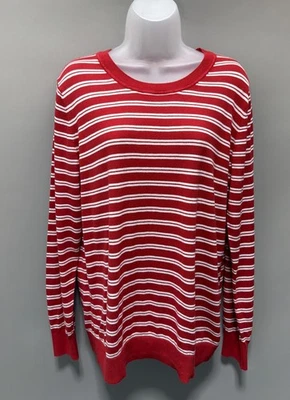 Banana Republic Women’s Stripe Forever Sweater size XL Red Soft Career Casual - Image 1 of 4