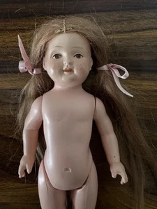 Vintage German Schildkrot Celluloid Doll Turtle Marked 16 Mohair Hair 6 IN Doll - Picture 1 of 8