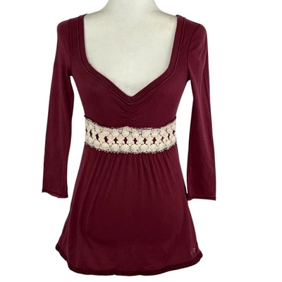 Vintage Hollister Y2K Babydoll Top Size S Bella Swan Elena Gilbert Crochet Red - Image 1 of 4