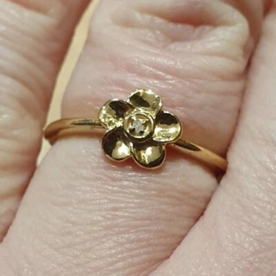 Diamond Floral Ring In Vermeil Yellow Gold Overlay Sterling Silver By TJC Size O - Image 1 of 3