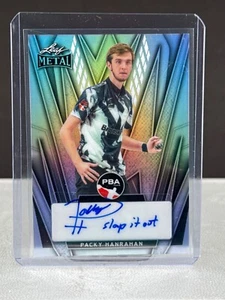 Packy Hanrahan 2024 foglia metallo PBA bowling argento prismatico/49 base AUTO - Foto 1 di 2