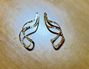 VINTAGE 14K NABCO YELLOW GOLD TWISTED DANGLING EARRING ENHANCERS JACKETS 2.2g - Picture 1 of 2