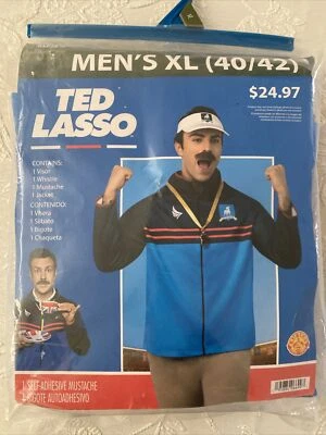 Disfraz Ted Lasso XL AFC Richmond Fútbol Fútbol Chaqueta Visera Silbato Bigote Foto 1 de 4
