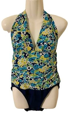 Traje de baño Ralph Lauren para mujer talla 8 una pieza halter multi figura favorecedor Foto 1 de 4