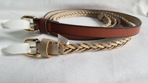 Style&Co brown and gold braided 2 skinny dress belt set size L