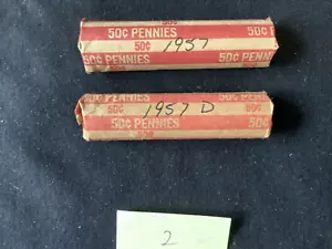 1957 P & 1957 D LINCOLN Wheat Cents 1 ROLL OF each - Picture 1 of 6
